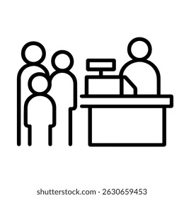 Queue icon at the checkout on a white background vector
Vector line icon shopping and goods