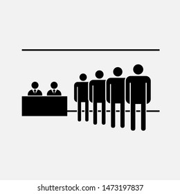 Queue Icon. Line Up or Standing People Illustration As A Simple Vector Sign & Trendy Symbol for Design,  Websites, Presentation or Mobile Application