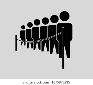 Icono de cola. Ilustración de personas de pie o de línea como un simple signo vectorial y símbolo de moda para diseño, sitios web, presentación o aplicación móvil.