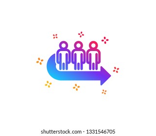 Queue icon. People waiting sign. Direction arrow symbol. Dynamic shapes. Gradient design queue icon. Classic style. Vector