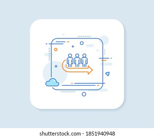 Queue Line Icon. Abstract Square Vector Button. People Waiting Sign. Direction Arrow Symbol. Queue Line Icon. Quality Concept Badge. Vector