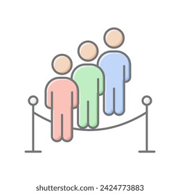 Queue Line icon, queue, line, waiting, crowd lineal color icon, editable vector icon, pixel perfect, illustrator ai file