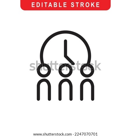 Queue Outline Icon. Waiting List Line Art Logo. Vector Illustration. Isolated on White Background. Editable Stroke