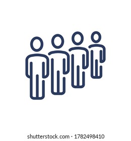 Queue of people thin line icon. Row, crowd, arrangement isolated outline sign. People, society, social distance concept. Vector illustration symbol element for web design and apps