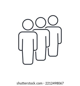 Queue people . Vector linear icon isolated on white background.