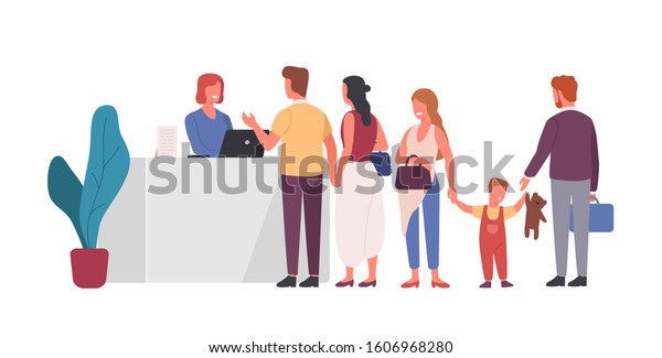 Queue Reception Flat Vector Illustration People Stock Vector (Royalty ...