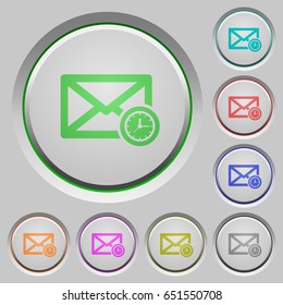 Queued mail color icons on sunk push buttons