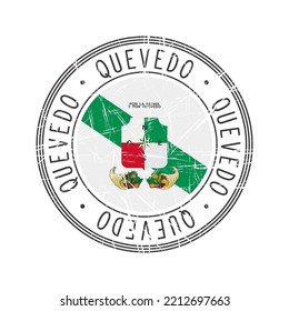 Quevedo city, Ecuador vector rubber stamp over white background