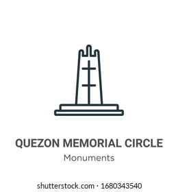 Quezon memorial circle outline vector icon. Thin line black quezon memorial circle icon, flat vector simple element illustration from editable monuments concept isolated stroke on white background