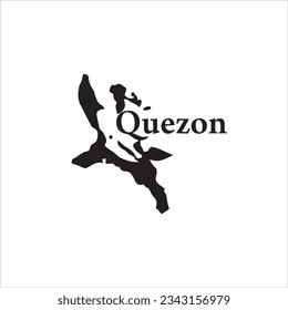 Karte von Quezon Philippinen und schwarzer Brief auf weißem Hintergrund