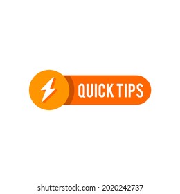Quic tips vector template post with thunder lightning icon sticker for social media background, fun fact label vector