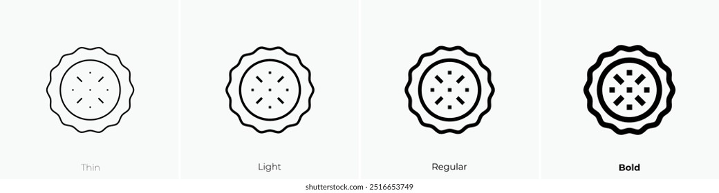 icono de quiche. Diseño de estilo delgado, ligero, regular y audaz aislado sobre fondo blanco