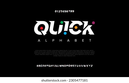 Quick abstract digital technology logo font alphabet. Minimal modern urban fonts for logo, brand etc. Typography typeface uppercase lowercase and number. vector illustration