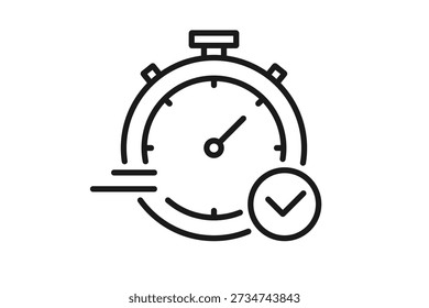 Quick approval icon. Simple outline style. Stopwatch, quick transfer, fast transaction, business concept. Thin line symbol.