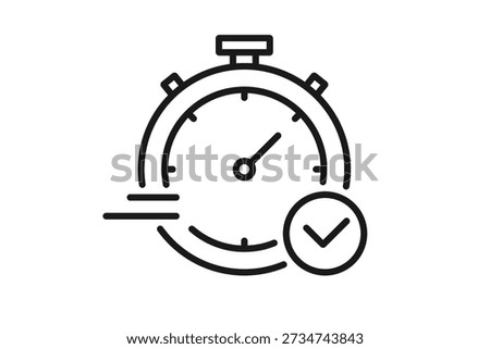 Quick approval icon. Simple outline style. Stopwatch, quick transfer, fast transaction, business concept. Thin line symbol.