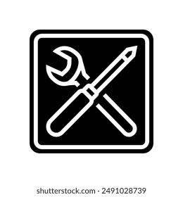 quick assembly product label caution glyph icon vector. quick assembly product label caution sign. isolated symbol illustration