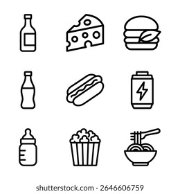 Quick Bites A Line Art Feast. Icon Symbol Illustration