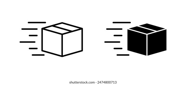 Quick box icon. Shipping symbol. Package delivery vector illustration isolated. Transportation service sign. Logistic pictogram.