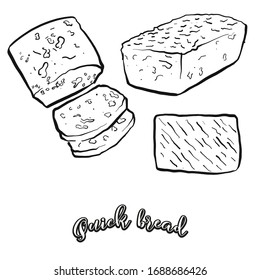 Quick bread food sketch separated on white. Vector drawing of Leavened, usually known in North America. Food illustration series.