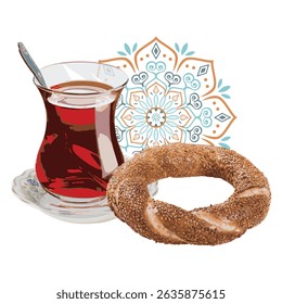 Quick breakfast in Türkiye. Tea and bagels.