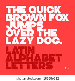 The quick brown fox jumps over the lazy dog. Latin alphabet letters. Vector. 