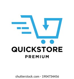 Quick cart shop store logo Vector