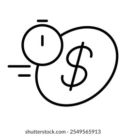 Quick Cash Icon with Dollar Bills and Speed Lines Representing Fast Withdrawal