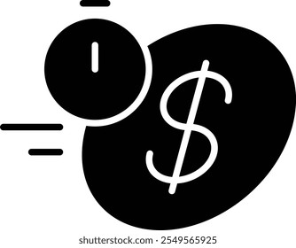 Quick Cash Icon with Dollar Bills and Speed Lines Representing Fast Withdrawal