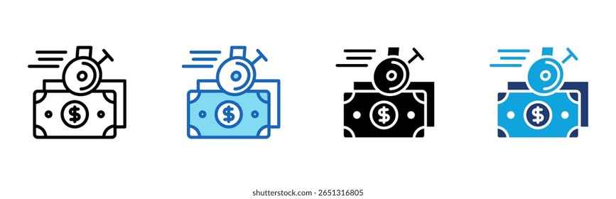 Quick Cash Symbol Multi Style Vektorgrafik