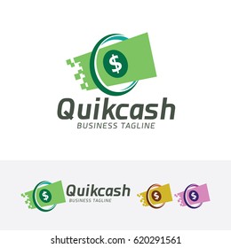 Quick Cash Logo Design. Transaction And Payment Logo Concept. Vector Logo Template