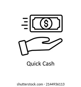 Quick Cash vector outline icon for web isolated on white background EPS 10 file