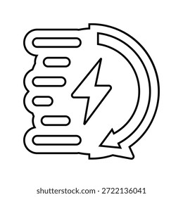 carga rápida ativado ícone de linha vetor. sinal de carga rápida ativado. símbolo de contorno isolado ilustração em preto