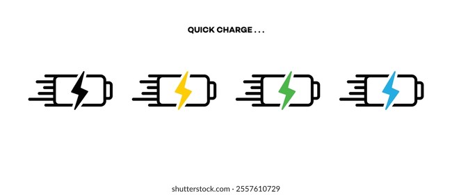 Quick charge smartphone technology icon. Inductive charging technology icon. lightning fast ev charging computing devices and phones. Speed fast charge icon.Phone charging Networks, wireless, and IoT.