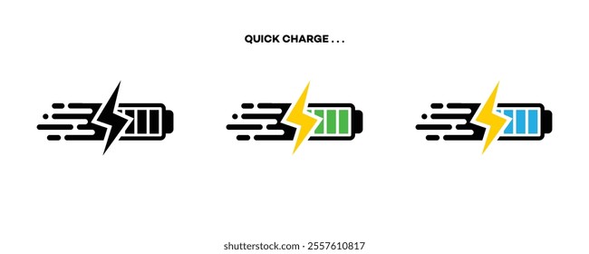 Quick charge smartphone technology icon. Inductive charging technology icon. lightning fast ev charging computing devices and phones. Speed fast charge icon.Phone charging Networks, wireless, and IoT.