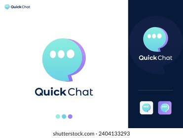 Quick Chat Logo Design Vector Template.
Modern Social Messaging App 3D Logo Template Design in Aqua Blue And Purple Color.
Chatting App Abstract Icon