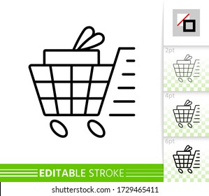 Quick Checkout, Easy Order, Fast Buy, Online Shopping, Line Icon. Site, App Cart Button, Quick Delivery, Internet Shop Clearance Sale Outline Sign. Closeup Single Vector Illustration Isolated On White