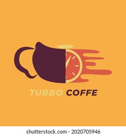 Quick coffee logo isolated on a yellow background