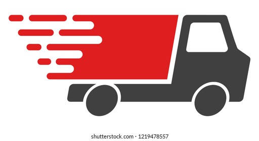 Quick delivery icon with fast speed effect in red and black colors. Vector illustration designed for modern abstract with symbols of speed, rush, progress, energy.