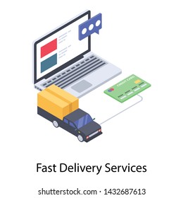 
Quick delivery services isometric design

