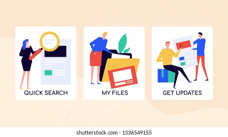 Quick documents search vector colorful banner template
