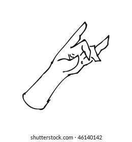 quick drawing of a hand making a rock music symbol