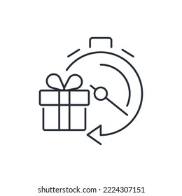 Quick drawing of prizes, gifts. Vector linear icon isolated on white background.