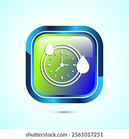 Quick dry icon design illustration. Fast dry cleaning service sign. Glossy Square Button Design