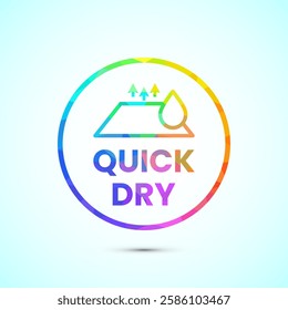 Quick dry icon design illustration. Fast dry cleaning service sign, low poly style