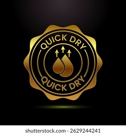Quick dry icon design illustration. Fast dry cleaning service sign symbol in gold color style