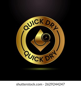 Quick dry icon design illustration. Fast dry cleaning service sign symbol in gold color style