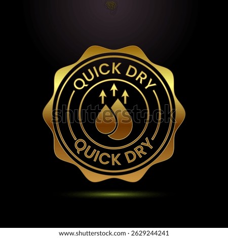 Quick dry icon design illustration. Fast dry cleaning service sign symbol in gold color style