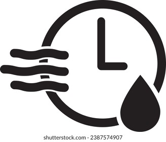 Schnell trocken Symbol. Wasserzeichen fallen lassen. Zähler, die die Schnelltrocknung symbolisieren. Flachstil.