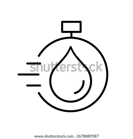 Quick dry line icon. Fast moisture evaporation, breathable fabric and lightweight material. Sportswear, outdoor clothing, travel gear. Textiles with quick-drying properties. Vector illustration. 