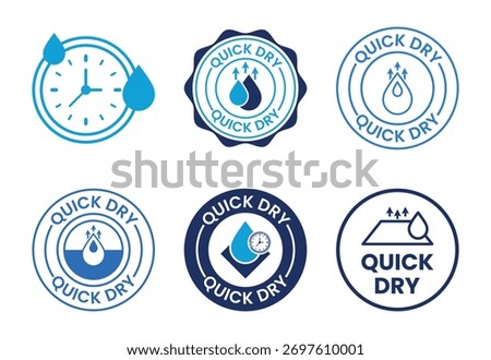 Quick Dry Material Property Icon Set for Fabrics and Textiles